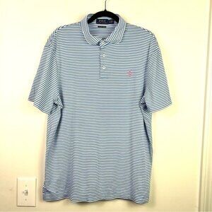Polo Ralph Lauren Shirt men's size XL blue white stripe short sleeve pima soft